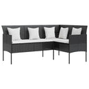 L-formet sofa med hynder polyrattan sort