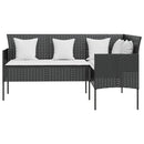 L-formet sofa med hynder polyrattan sort