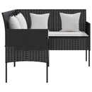 L-formet sofa med hynder polyrattan sort