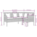 L-formet sofa med hynder polyrattan sort