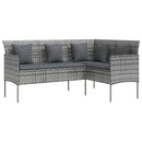 L-formet sofa med hynder polyrattan grå