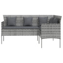 L-formet sofa med hynder polyrattan grå