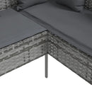 L-formet sofa med hynder polyrattan grå
