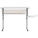 skrivebord 110x53x(58-87) cm konstrueret træ og stål hvid grå