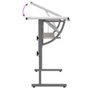 skrivebord 110x53x(58-87) cm konstrueret træ og stål hvid grå