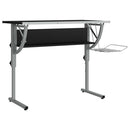 skrivebord 110x53x(58-87) cm konstrueret træ og stål sort grå