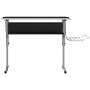 skrivebord 110x53x(58-87) cm konstrueret træ og stål sort grå