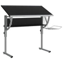 skrivebord 110x53x(58-87) cm konstrueret træ og stål sort grå