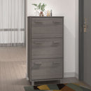 skoskab HAMAR 59,5x35x117 cm massivt fyrretræ lysegrå