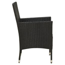 udendørs spisebordssæt 5 dele med hynder polyrattan sort