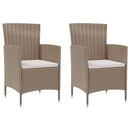 udendørs spisebordssæt 3 dele med hynder polyrattan beige