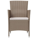 udendørs spisebordssæt 3 dele med hynder polyrattan beige