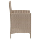 udendørs spisebordssæt 3 dele med hynder polyrattan beige