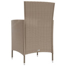 udendørs spisebordssæt 3 dele med hynder polyrattan beige