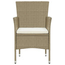 spisebordssæt til haven med hynder 5 dele polyrattan beige