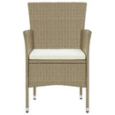 spisebordssæt til haven med hynder 7 dele polyrattan beige