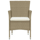 spisebordssæt til haven med hynder 9 dele polyrattan beige