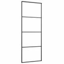 skydedør 76x205 cm hærdet matteret glas og aluminium sort