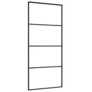 skydedør 90x205 cm hærdet matteret glas og aluminium sort