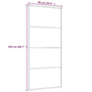 skydedør 90x205 cm hærdet matteret glas og aluminium sort