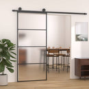 skydedør 90x205 cm hærdet matteret glas og aluminium sort