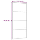 skydedør 90x205 cm hærdet glas og aluminium hvid