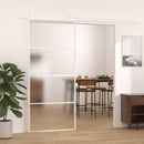 skydedør 90x205 cm hærdet matteret glas og aluminium hvid