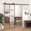skydedør 90x205 cm sikkerhedsglas og aluminium sort