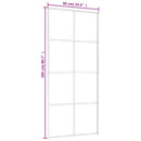 skydedør 90x205 cm hærdet glas og aluminium hvid
