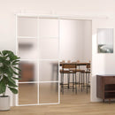 skydedør 102,5x205 cm hærdet matteret glas og aluminium hvid