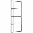 skydedør 76x205 cm hærdet glas og aluminium sort