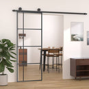 skydedør 76x205 cm hærdet glas og aluminium sort