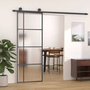 skydedør 76x205 cm hærdet matteret glas og aluminium sort