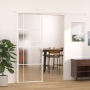skydedør 76x205 cm hærdet matteret glas og aluminium hvid