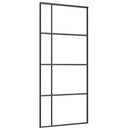 skydedør 90x205 cm hærdet glas og aluminium sort