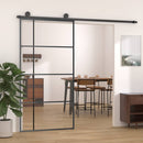 skydedør 102,5x205 cm hærdet glas og aluminium sort