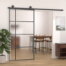 skydedør 102,5x205 cm hærdet matteret glas og aluminium sort