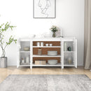 skænk 135x41x75 cm konstrueret træ hvid højglans