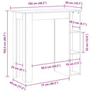 barbord m. hylde 102x50x103,5 cm konstrueret træ røget eg
