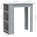 barbord m. opbevaring 102x50x103,5cm konstrueret træ grå sonoma