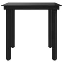 havebord 80x80x74 cm stål og glas sort