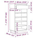 skoreol 60x34x105 cm massivt fyrretræ