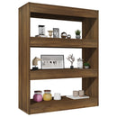 bogreol/rumdeler 80x30x103 cm konstrueret træ brun eg