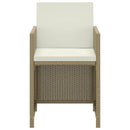 spisebordssæt til haven 3 dele med hynder polyrattan beige