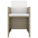 spisebordssæt til haven 5 dele med hynder polyrattan beige