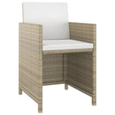 spisebordssæt til haven 3 dele med hynder polyrattan beige
