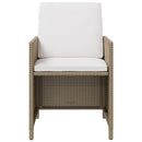 spisebordssæt til haven 5 dele med hynder polyrattan beige