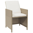spisebordssæt til haven 5 dele med hynder polyrattan beige