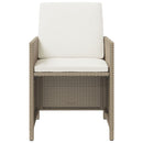 spisebordssæt til haven 5 dele med hynder polyrattan beige