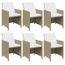 spisebordssæt til haven 11 dele med hynder polyrattan beige